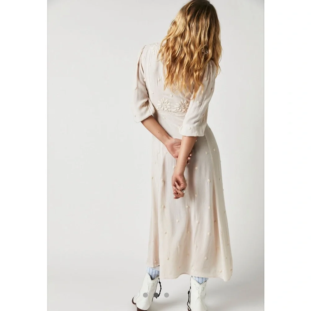 NWOT Free People Embroidered Fable Midi Dress - Picture 4 of 11